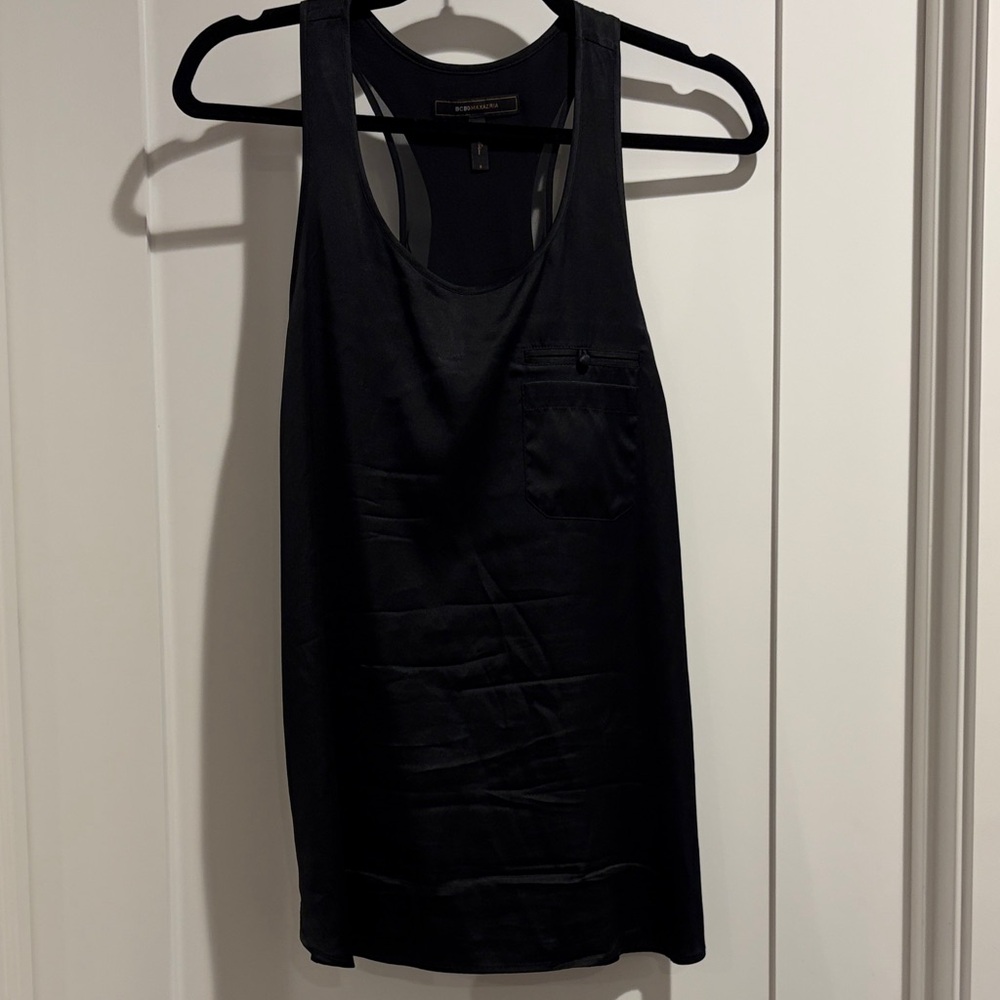 BCBGMaxAzria Black Satin Tank Top